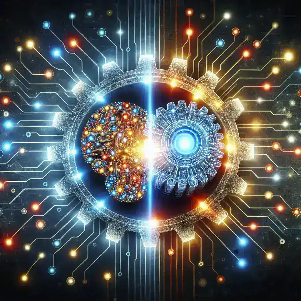 "Ilustração de algoritmo de inteligência artificial analisando dados de marketing digital, simbolizando como a IA transforma estratégias e resultados no setor."