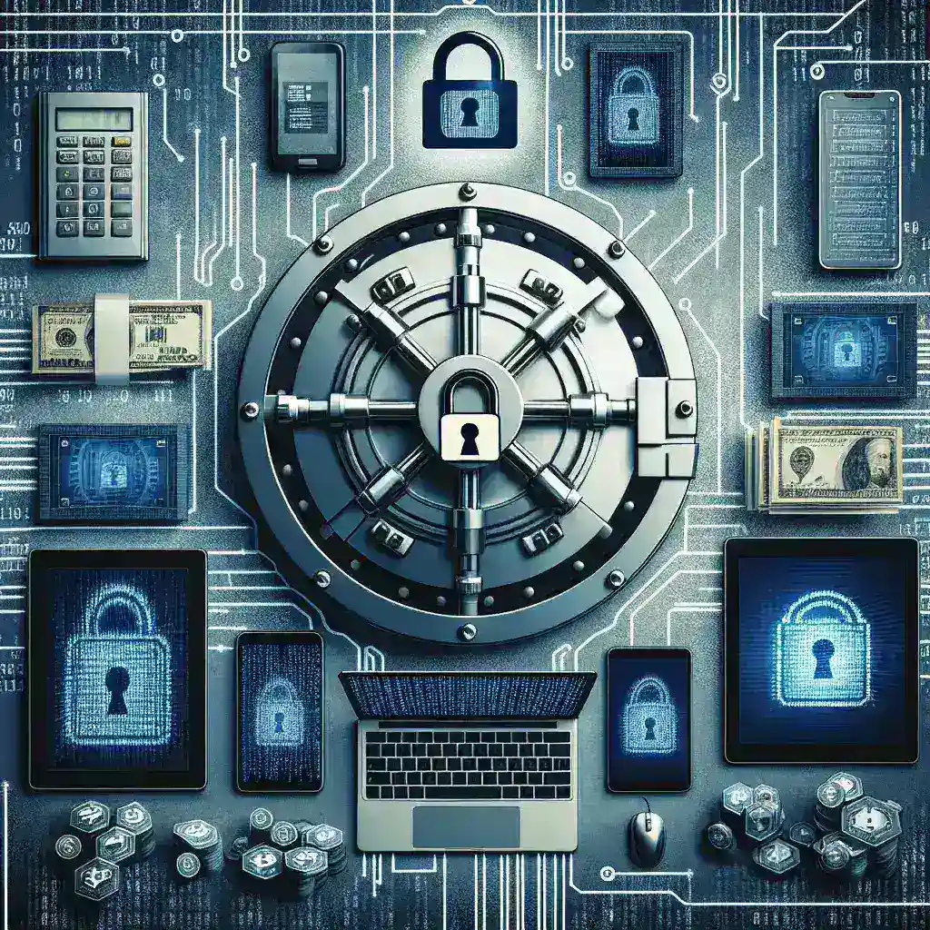 "Imagem ilustrativa destacando soluções tecnológicas avançadas, como criptografia e autenticação multifatorial, utilizadas na proteção de dados bancários"