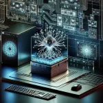 "Imagem da arquitetura neuromórfica da Intel aplicada em desktops experimentais, mostrando componentes inovadores e design avançado para processamento eficiente de dados, ilustrando as capacidades tecnológicas da nova arquitetura."